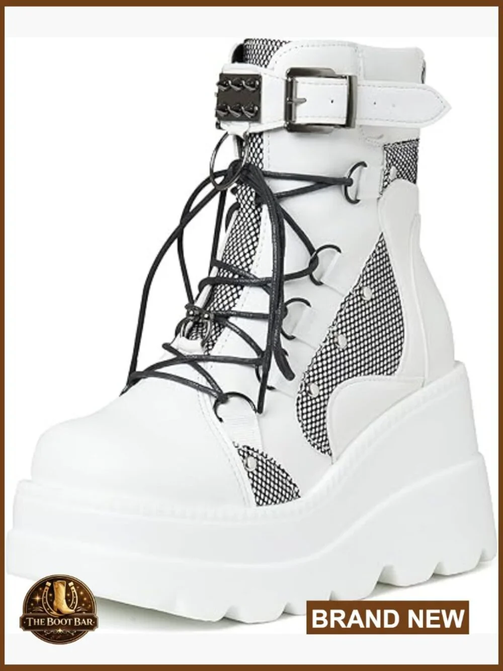 Chunky Platform Ankle Boots Lace Up Round Toe Wedge Heel Gothic Bootie